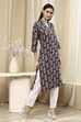 Teal Cotton Printed Straight Kurta image number 4