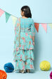 Turquoise Polyester Short Kurta Printed Lehenga Set image number 4