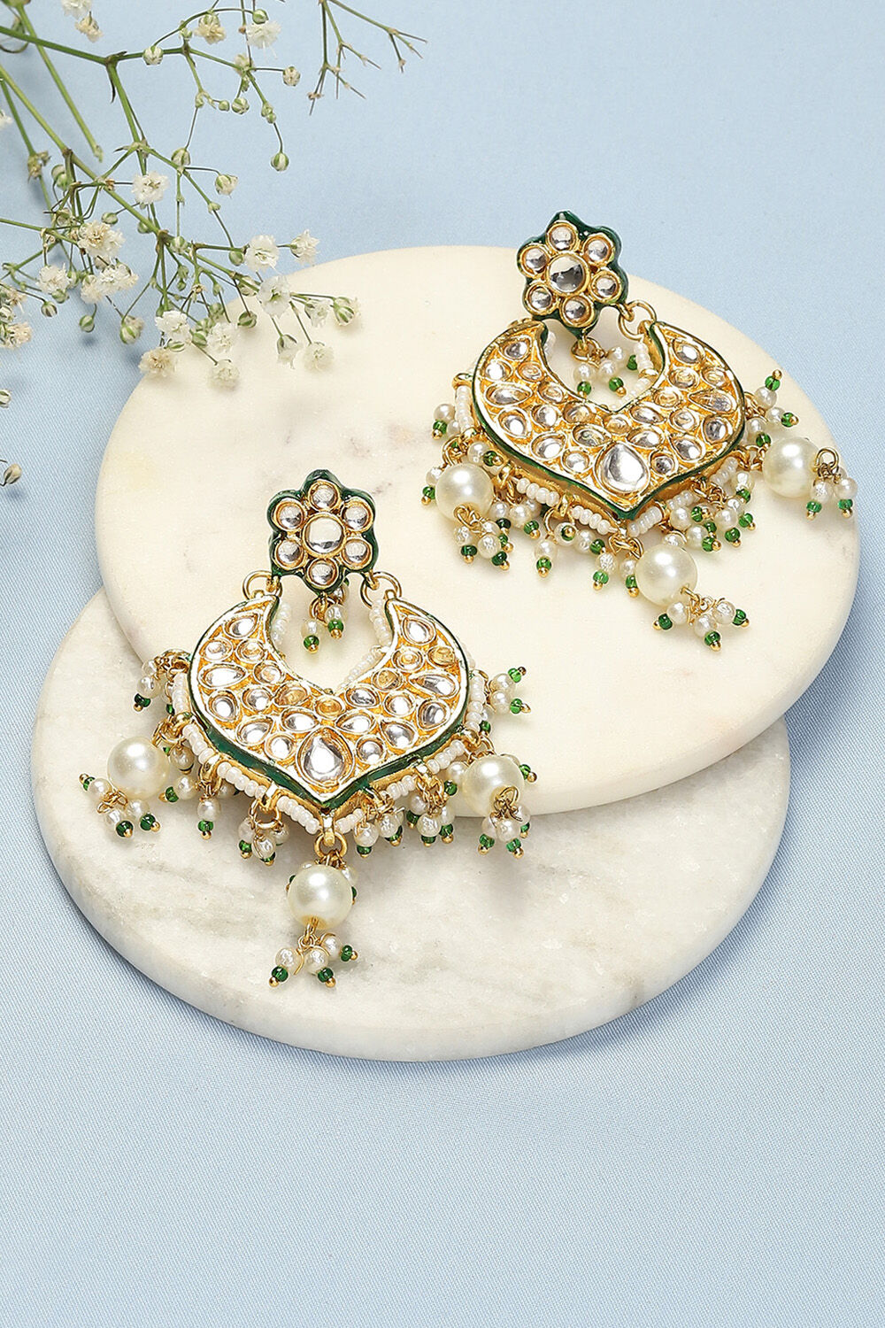 Green Brass Earrings image number 0