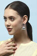 Light Pink Silver-Plated Stone Studded Floral Jhumkas image number 1