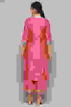 Fuschia Cotton Straight Suit Set image number 5