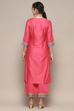 Fuschia Cotton Straight Suit Set image number 5