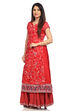 Red Poly Cotton A-Line Printed Kurta image number 3