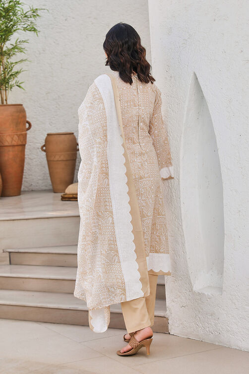 Mauve Cotton Blend Digital Print Unstitched Suit Set  image number 3