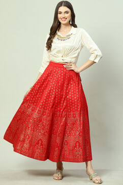 Red Art Silk Skirt image number 5