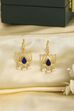 Navy Blue Gold Plated Brass Floral Drop Earrings image number 0
