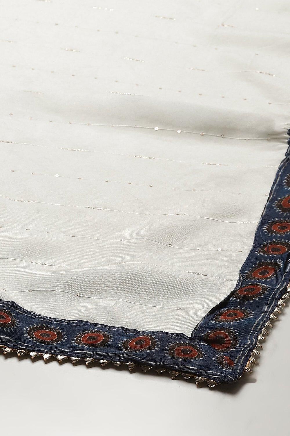 Blue Modal Digital Print Unstitched Suit Set image number 4