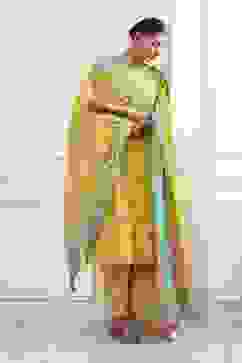 Yellow Cotton Printed Straight Suit Set image number 0