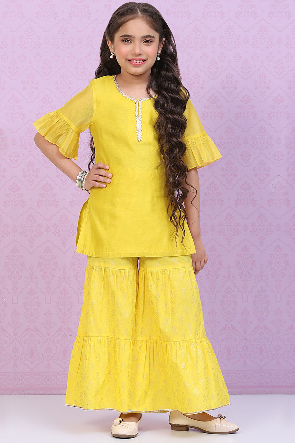 Yellow Art Silk Straight Kurta Set image number 0