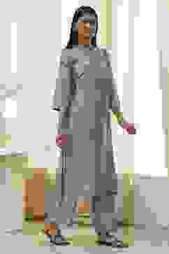 Blue Floral Straight Kurta Set image number 5