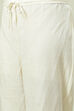 Off White Cotton Viscose Straight Kurta Narrow Palazzo Suit Set image number 2