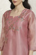 Pink Tissue Machine Embroidered Unstitched Suit Set image number 2