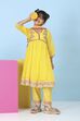 Yellow Cotton Solid Kalidar Suit Set image number 0