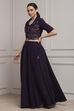 Purple Viscose Blend Printed Fusion Set image number 3