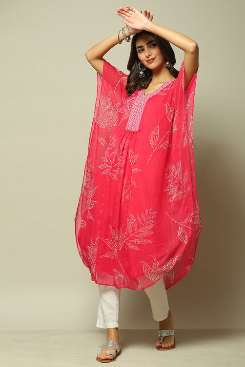 Pink Cotton Blend Straight Printed Kurta image number 7