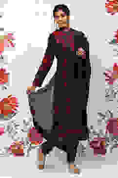 Rohit Bal Indigo Cotton Blend Straight Kurta Suit Set image number 6