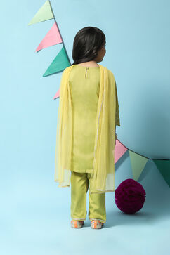 Green Art Silk Straight Kurta Regular Pant Suit Set image number 4