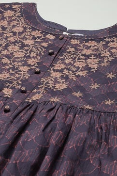 Indigo Cotton A-Line Printed Dress image number 1
