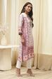 Peach Rayon A-Line Printed Kurta image number 4