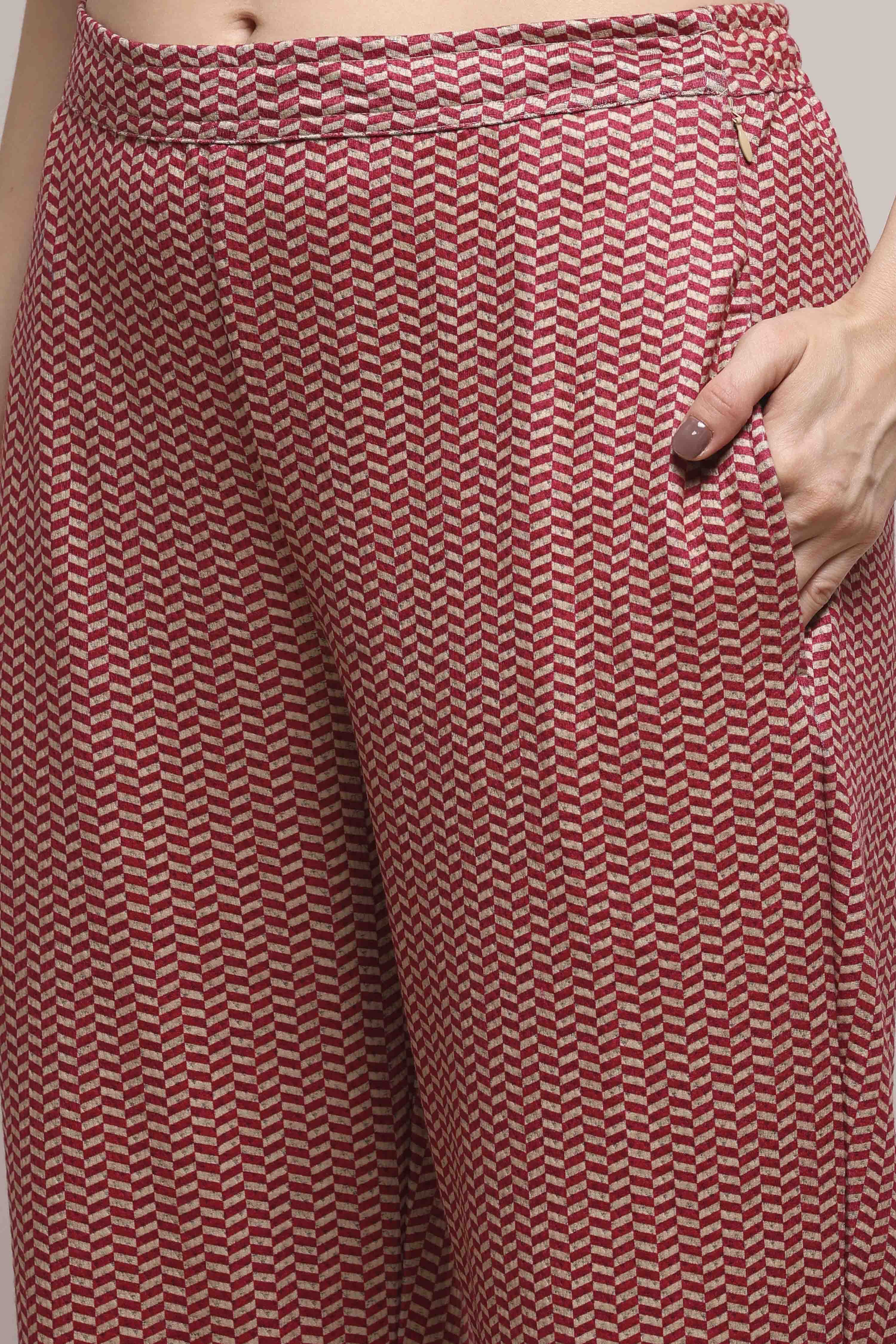 Pink Polyester Straight Printed Kurta Pants Set image number 2