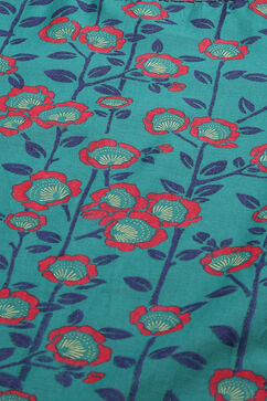 Turquoise Cotton Straight Printed Kurta image number 1