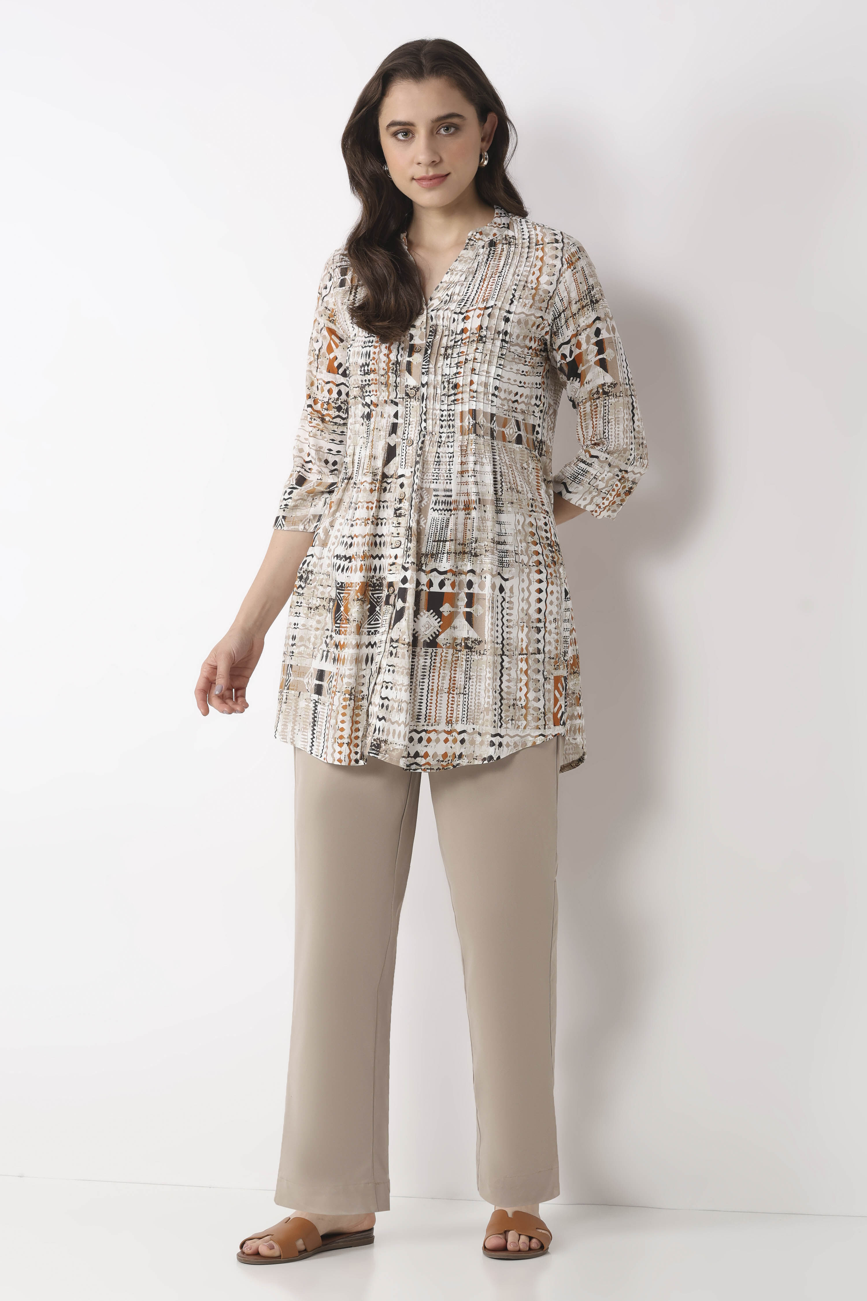 Off White Cotton Narrow Pants image number 0