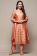 Rust Silk Blend Unstitched Suit Set image number 8