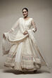 Off White Nylon Anarkali Lehenga Set image number 0