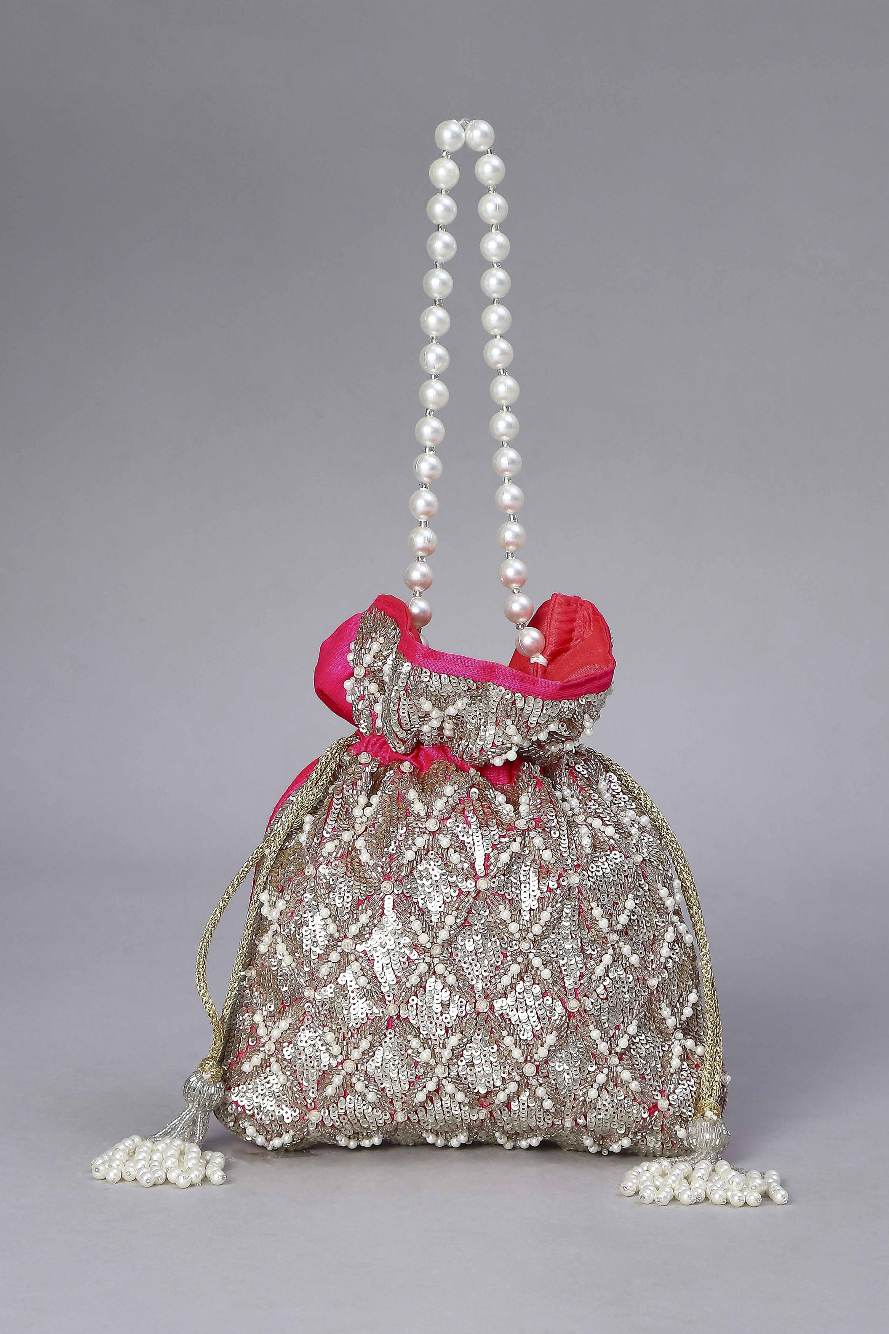 Fuchsia Fabric Potli Bag image number 1