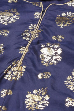 Navy Blue Straight Viscose Kurta image number 1