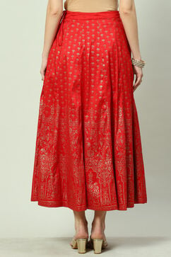 Red Art Silk Skirt image number 4