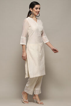 White Polyester Asymmetric Kurta image number 4