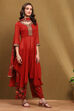 Red Georgette Printed Asymmetric Suit Set image number 5