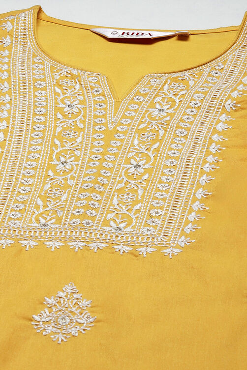 Blue Cotton Straight Embroidered Kurta image number 1