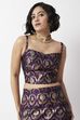 Purple Yarndyed Floral Fitted Crop Top image number 7