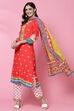 Red Rayon Straight Kurta Flared Palazzo Suit Set image number 0