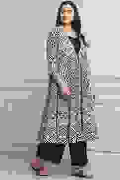 White Cotton Anarkali Fusion Set image number 6