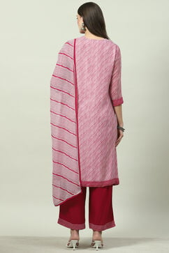 Pink Art Silk Straight Kurta Palazzo Suit Set image number 5