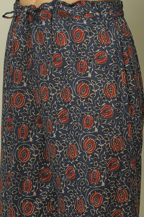 Indigo Cotton Hand Block Print Unstitched Suit Set image number 6