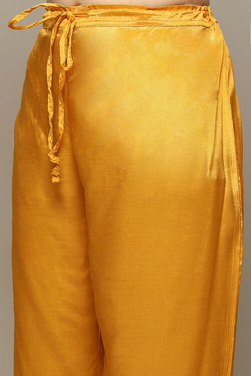 Mustard Viscose Blend Straight Kurta Palazzo Suit Set image number 2