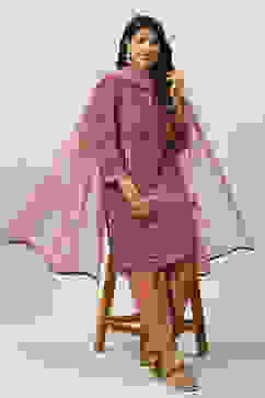 Onion Pink Printed Straight Kurta Salwar Suit Set image number 7