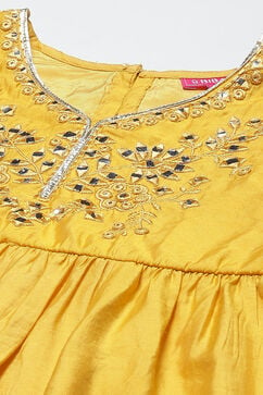 Mustard Yellow Nylon Gathered Kurta Sharara Suit Set image number 1