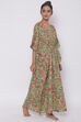 Green Cotton Printed Loungewear Kaftan image number 4