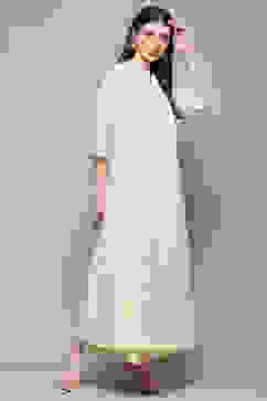 White Polyester Blend Straight Dress image number 4