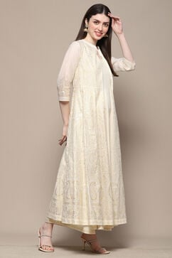 White Polyester Blend Straight Dress image number 4