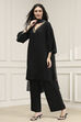 Black Solid Relaxed Straight Suit Set image number 3