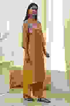 Mustard Yellow Floral Straight Kurta Set image number 5