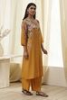 Mustard Yellow Floral Straight Kurta Set image number 5