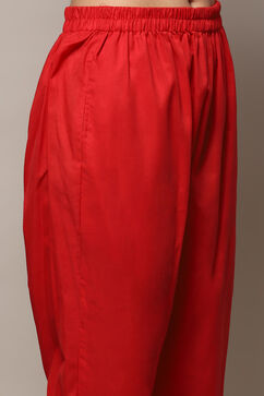 Red Cotton Unstitched Suit set image number 3