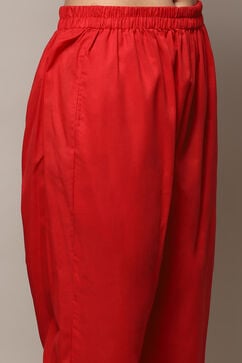 Red Cotton Unstitched Suit set image number 3